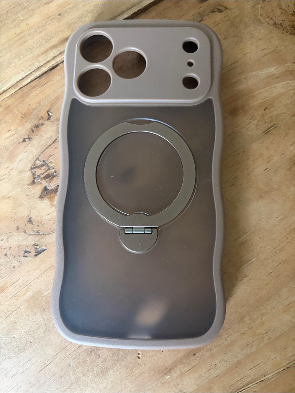 Protective Phone Case with Ring Stand - Taupe/Smoky Brown